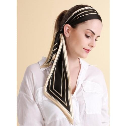 2021 Spring Girl Neck Scarf Women Soft Thin Fashion Neckerchief headband Office Lady Hair Band Foulard Hijab 150*13Cm Long