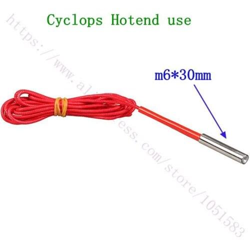 3pcs High Quality 12V / 24V 40W 2 In 1 Out Cyclops Hotend Extruder Heating tube Ceramic Cartridge Heater 6x30mm 1 Meters Cable
