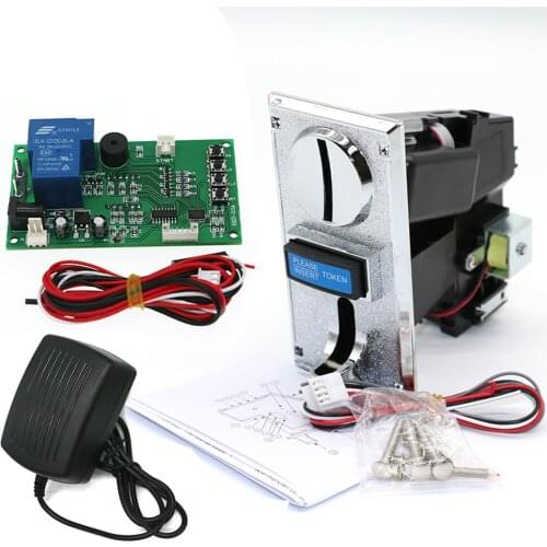 6 Multi Coin Acceptor Electronic EUR Tokens Insert Selector Mechanism With 4 Digits Timer Time Control Board 12V Power Adapter