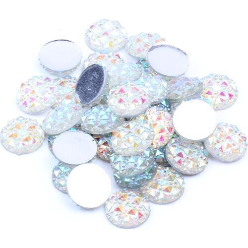 8mm Round Shape Cabochon Crystal Clear AB Resin Rhinestones Stones Stars Flatback Design Beads For Wedding Dress