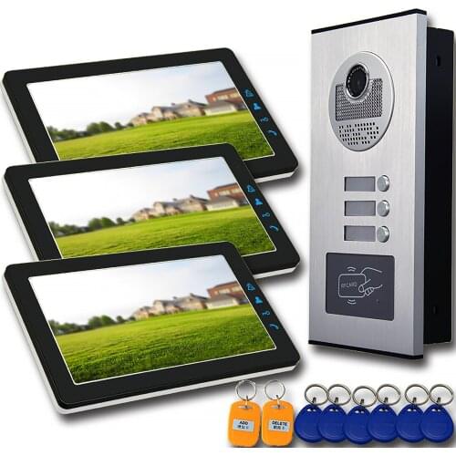 9 Inch Multi Apartments Families Video Door Intercom System 2/3/4/6/8/10/12 Units Apartment RFID Keyfobs Video Door phone Kits