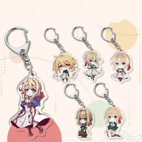 Anime Violet Evergarden Violet Cattleya Charm Acrylic Pendant Keychain Figure Collection Model Toy Gifts Cosplay
