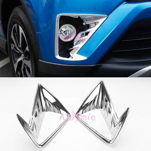 Car Styling Front Rear Reflector Fog Light Lamp Cover Sticker Moulding Trim For Toyota RAV4 RAV 4 2016 2017 2018 Accessories