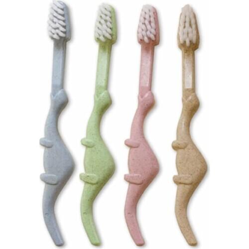 Baby Toothbrush Natural Wheat Straw Cartoon Toddler Children Kids Oral Care X7YB