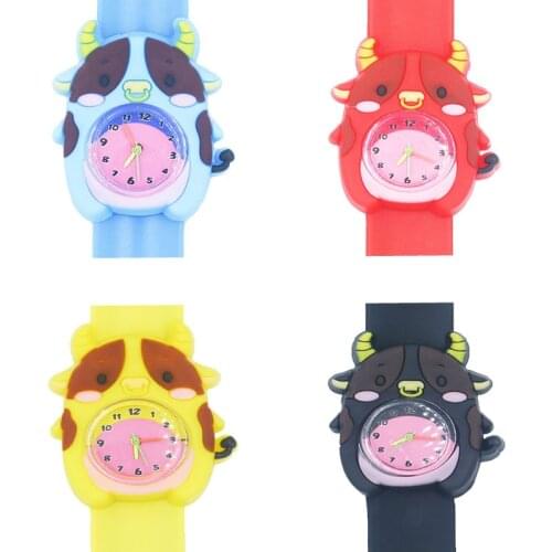 Childrens Day Gifts Kids Watches for Boys Girls Clocks Childrens Watches 4 Colors 3D Cartoon Cow Quartz Wristwatch Baby Watch