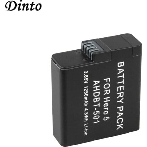 Dinto 1pc 1250mAh Full Decoded GoPro Hero 5 Battery AHDBT-501 AHDBT501 AHDBT 501 Rechargeable Camera Batteries for Gopro Hero 5