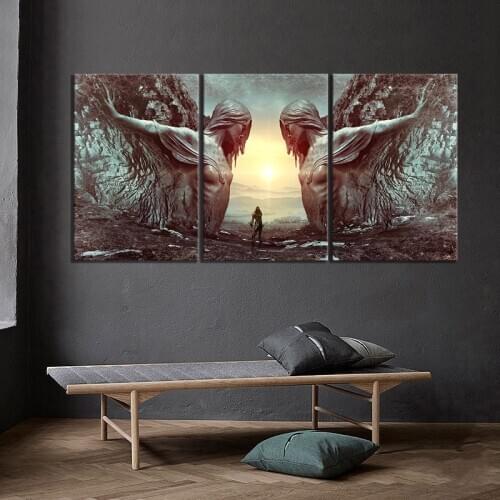 The Giant Statue and the Setting Sun Wall Art Poster And Prints Picture For Living Room Decoration