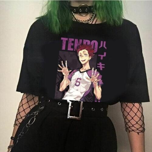 Haikyuu T-Shirt Kuroo Anime Short Sleeve Harajuku Fashion Hip Hop T-shirt Tops Unisex
