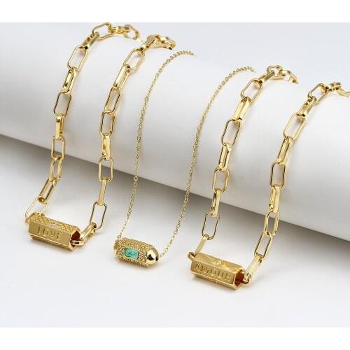 Wish Card 2021 Metallic Copper Lucky Eye Pendant Necklace for Women Fashion Thick Chain Love Turkish Ladies Jewelry Party Gift