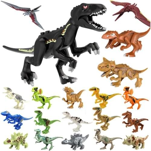 Jurassic Dinosaur Building Blocks World Tyrannosaurus Rex Velociraptor Pterosaurs Stegosaurus Models Toys for Children Dinosaur