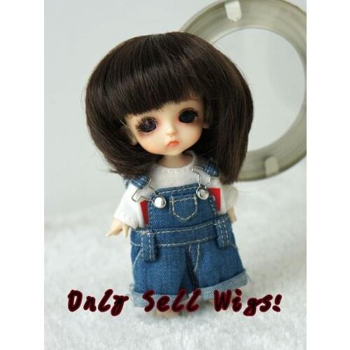 JD025 1/12 Short Cut Doll Wig With Bangs For size 3-4inch 4-5inch synthetic mohair BJD wig tiny doll accessories