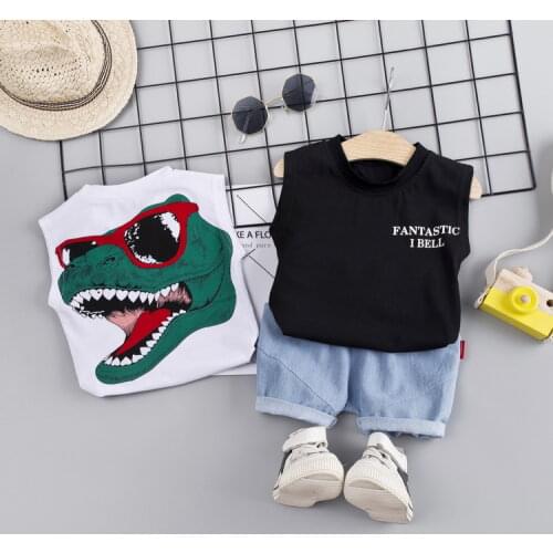 Summer Toddler Boy Clothes Children Clothing Sets Baby Boys Girls Sleeveless T-shirt + Shorts Suit Kids Top & Pants Outfits