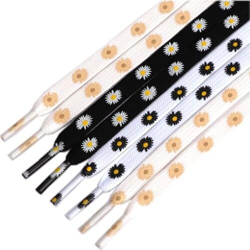 1pair Little Daisies Shoelaces Cartoon Printing Unisex Flat Shoe Laces High-top Canvas Sneakers Shoelace AF1 Shoelaces
