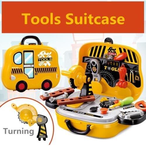 Mobile Multifunctional Toolbox+Child Chair 2in1 Kids Tool Toys Interest Parent-child Cultivate Little Engineer ABS Safe
