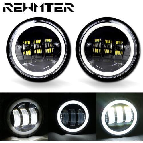 Motorcycle 4.5" 30W LED Angle Eyes Fog Light Lamp Halo For Jeep Wrangler For Harley Softail Touring Glide Ultra Classic