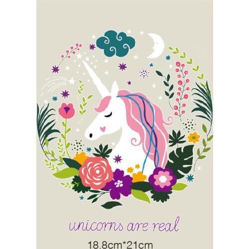 Unicorn Patch Flower Patches For childrens Clothes T-shirt Dresses Sweater Transfer Applique DIY Accessory Decoration For Girls