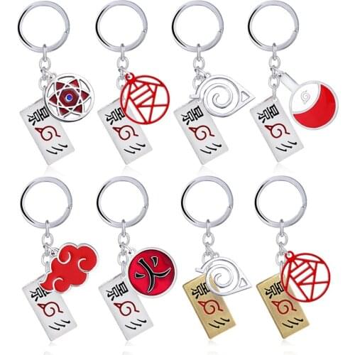 Ninja Key Chain Set Hokage Tsunade Uzumaki Cute Anime Keychain Akatsuki Red Cloud Keyrings Car Bags Keyholder Keychains