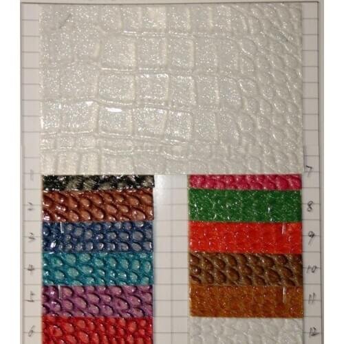 Latest style powder Alligator leather / glitter powder crocodile pattern synthetic PU leather fabric wholesale