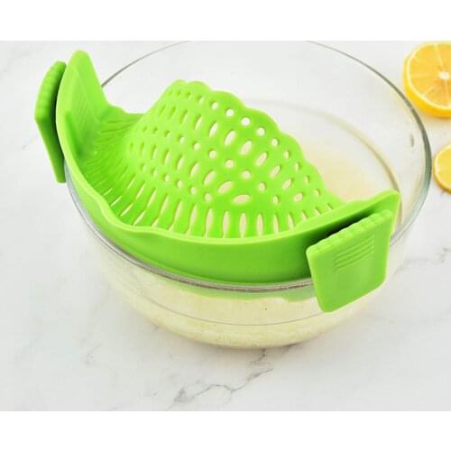 New 2021 Silicone Pan Strainer Creative Pan Strain Clip-on Pasta Food Convenience Various Colors Draining Kitchen Tools