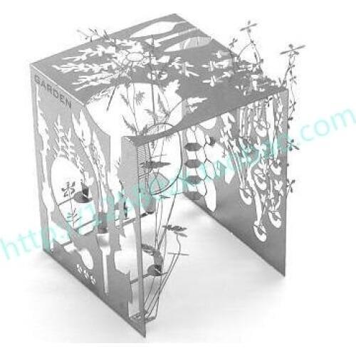 Personalized turnover cutout garden quality stainless steel metal 3D card