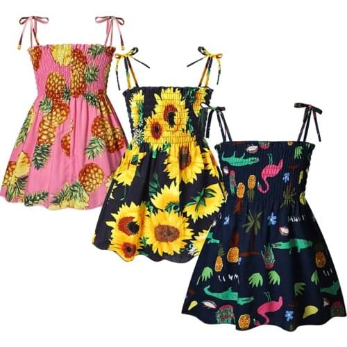 Infant Girls Princess Floral Backless Sling Dress Baby Kids Casual Clothes Children Summer Girls Outfit Costume For 2-6 Years