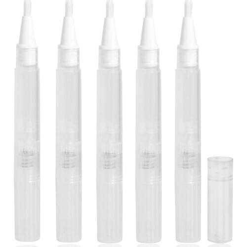 5pcs 2.5ml Mini Nail Polish Pen Nail Polish Pen Teeth Whitening Pen Transparent Plastic Cosmetic Empty Refill Bottle Makeup Tool