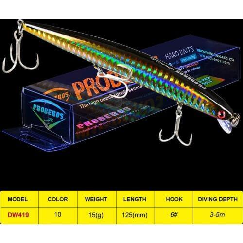 1px Fishing Lure 10 Colors VIB Fishing Bait BKB Hook 6# 12.5cm-4.92"/15.5g-0.54oz Minnow Lures