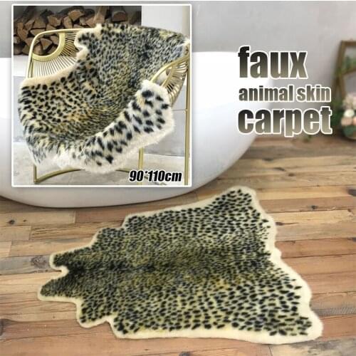 Leopard Printed Area Rug Cowhide Faux Skin Leather Nonslip Antiskid Floor Mat Personality Animal Print Carpet Home Decoration