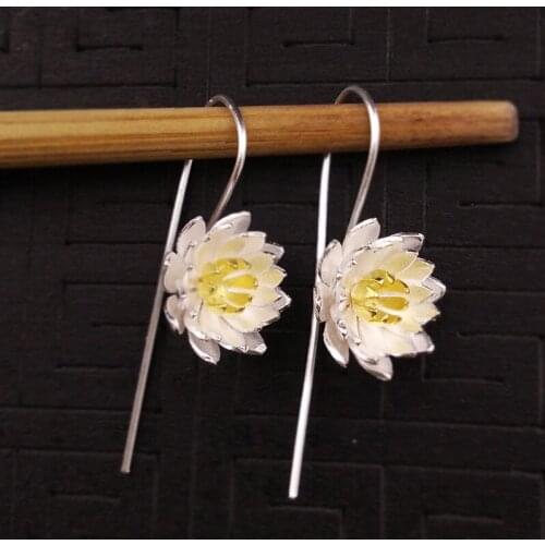 Korean Version of Retro Vintage Lotus Flower Earrings For Women Punk Geometric Earrings 2021 New Trendy Jewelry