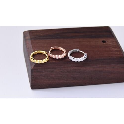 925 sterling silver earring fashion simple zircon round geometry circle ear ring ear bone ear buckle wild trend girl ear jewelry