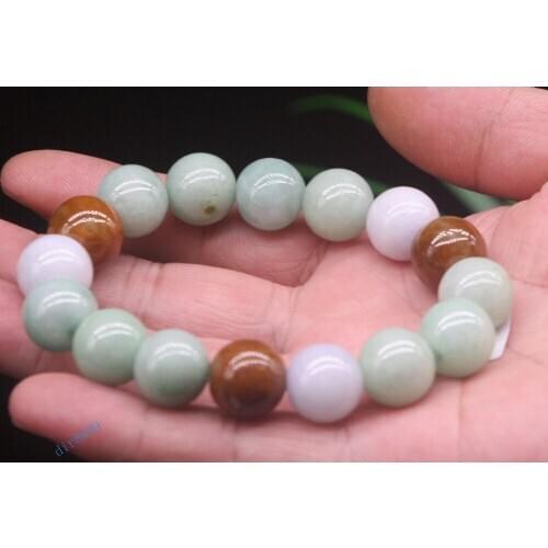Certified 3 Color Natural Grade A JADE Jadeite Beads Bangle Bracelet 12 mm
