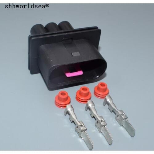 Shhworldsea 3 Pin/way 6.3mm 1J0 906 443 Male car connector,Electronic fan plug, radiator plug, electrical connector for VW Audi
