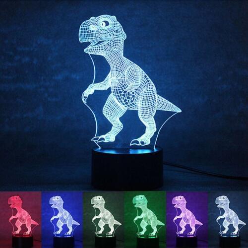 USB Powered Dinosaur 3D Night Light LED Desk Lamp Touch Key Creative Decoration Light Use Home Hotel Party Holiday