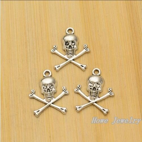24 pcs Vintage Pirate Skull zinc alloy charms pendant DIY Bracelet Necklace metal jewelry accessories Making 01