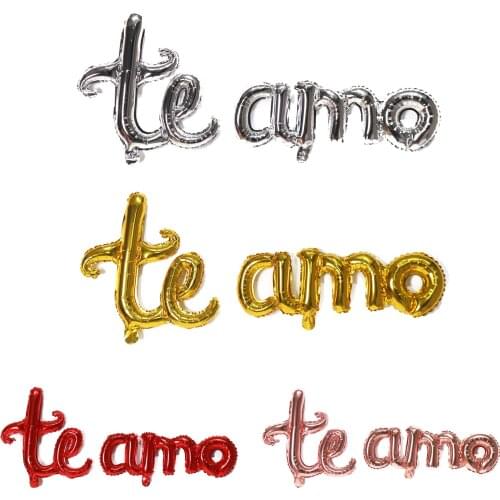 1set TE AMO Spanish I love you Foil Balloons Valentines Day Proposal Wedding Decorations XOXO Letters Air Helium Party Balloon