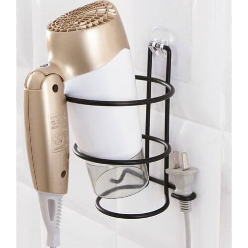 High Quality Wall-mounted Hair Dryer Holder Innovative Wall Mounted Hair Dryer Organizer Metal Bathroom Shelf Storage Hairdryer
