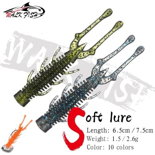 WALK FISH 10PCS/Lot Fishing Lure Soft Lure Silicone Bait TPE Sea Fishing Worm Spinnerbait Surface Lure Shrimp Lure Accessories
