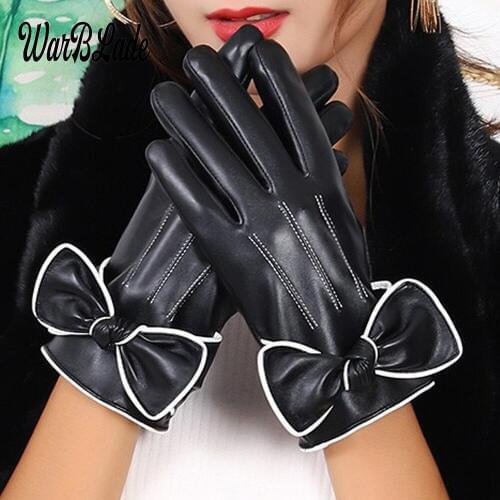 WarBLade 1Pair Womens Winter Warm Gloves Luvas de inverno Luva motociclista Leather gloves female gloves Guantes Eldiven 2018