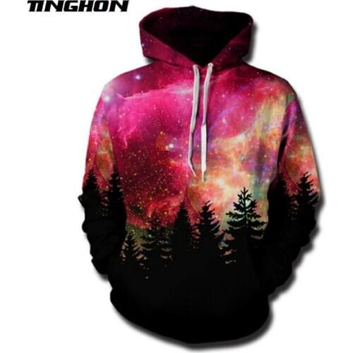 XS-7XL Summer Fashion Mens Womens T-shirt Galaxy Space The Forest 3d Print Casual Hooded Jacket Hoodies Sweatshirts