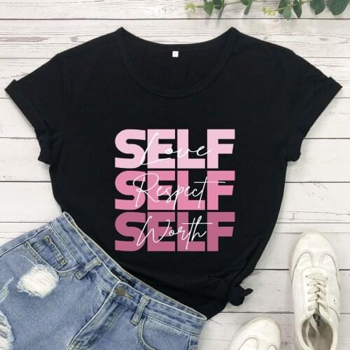 Self Love ,Self Respect,Self Confidence Womens Shirt Motivational Shirts Self Worthy Tees women Trendy casual aesthetic tops