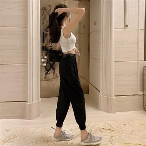 A248-Summer trendy one button skinny pants wide leg pants