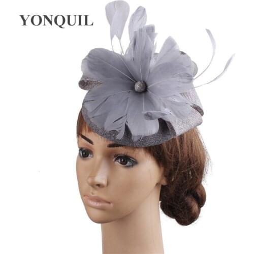 Women Party Charming Hat Fascinator Base Feather Flower Decorative Hat Wedding Bridal Hair Accessory Fashion Headwear SYF100