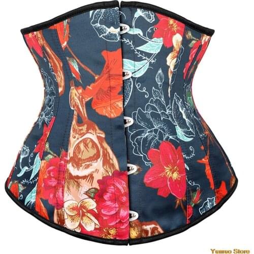 Corset Womens Vintage Gothic Underbust Floral Pattern Corset Retro Corsets Bustiers Waist Cincher Body ShaperSlimmingCorselet