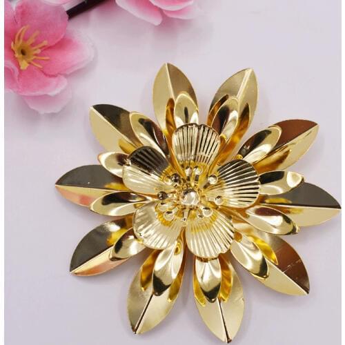 Gold Ornament Silver Jewelery Silverwork 3D Flower Appliqued Silver Diy Accessories Gold Silver Crystal Trims 10 Pcs/7.8CM
