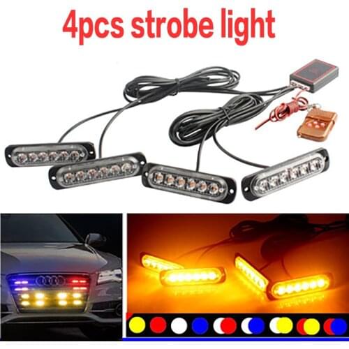 1 Set/4pcs 24LED Car LED Pickup Off-road General Daytime Running Light Flashing Warning Light Car Grid Light Small Yellow Light