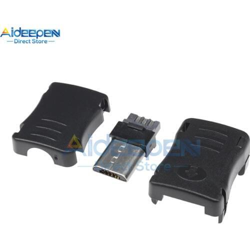 10Pcs/lot Micro USB Male 5 Pin Connector Male Micro USB Jack 2.0 5PIN Plug Socket With Plastic Cover For Kinds Of DIY