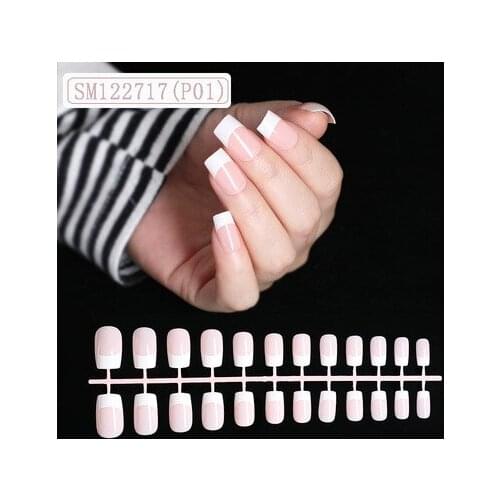 24 Pcs/Set French Fake Nails Matte /UV Detachable Long Ballerina Natural False Coffin Press On Nail Extension Manicure Art Tips