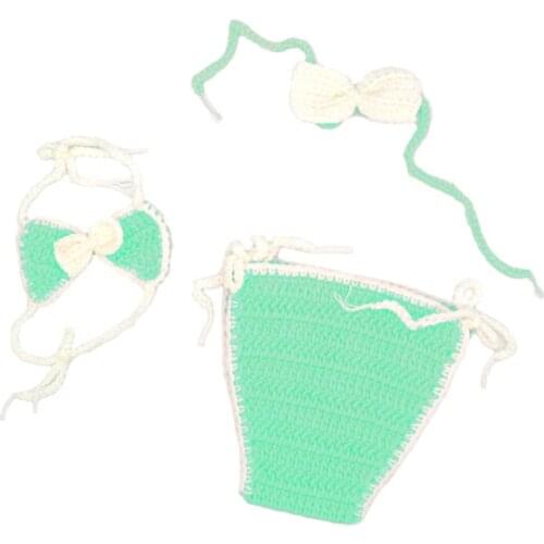 3 Pcs Newborn Photography Props Outfits Baby Girl Crochet Headband Shorts Bikini Set Infant Beach Photo Shooting Costume
