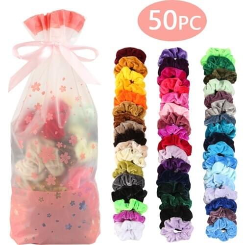 30/40/50PC A Set Of Hair Band Velvet Elastic Hair Scrunchie Ladies Or Girls Ponytail Ropes Accessories chouchou cheveux femme 5