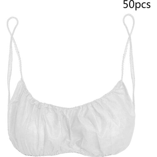 50 Pcs Women Disposable Bras Elastic Straps Spa Top Underwear Non-woven Brassieres for Spray